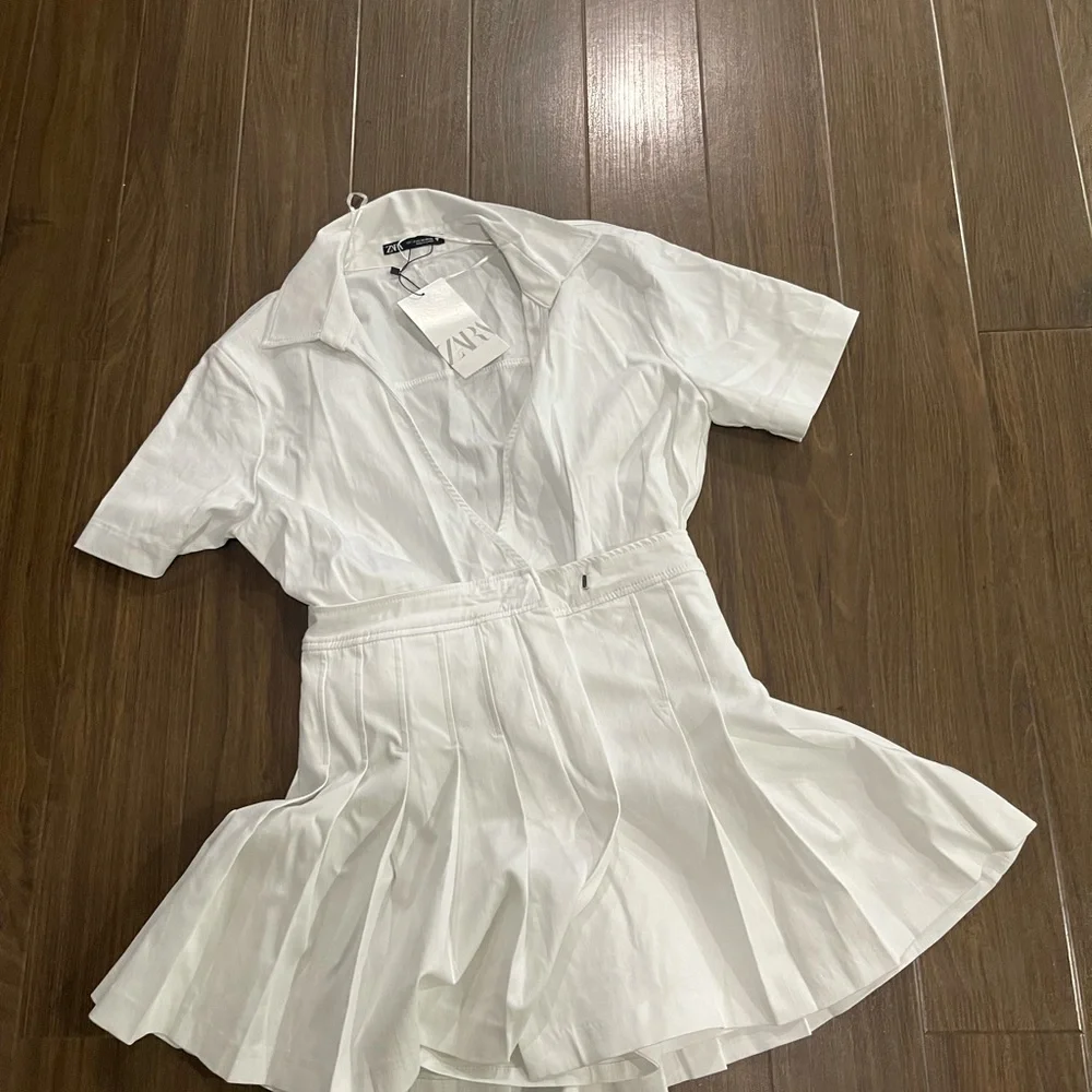 Zara blogger white pleated dress - Picture 5 of 10
